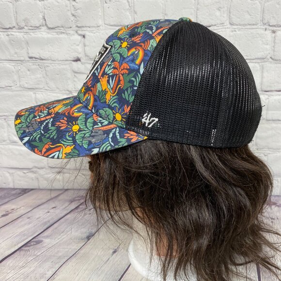 NFL Raiders Football Floral Trucker Hat Mesh Youth Size 47 Brand Embroidered - Picture 2 of 10